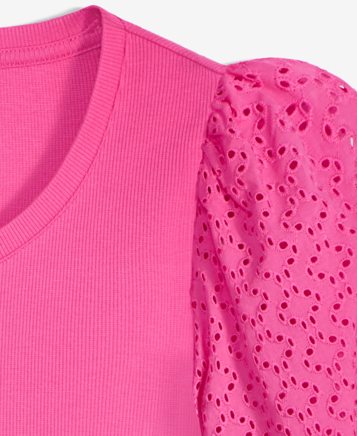 Shop On 34th Women's Eyelet-sleeve Rib-knit Top, Exclusively At Macy's In Pink Dazzle