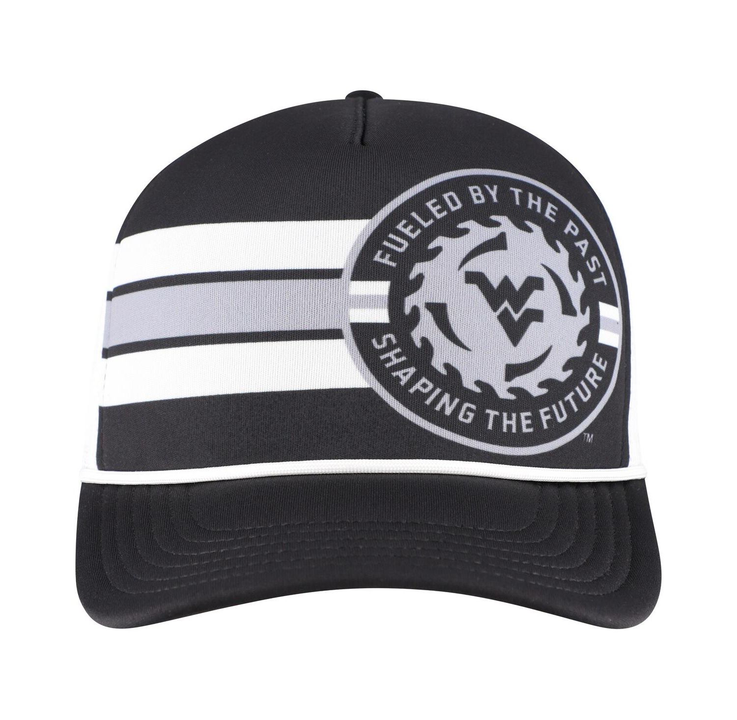 Men's Black West Virginia Mountaineers Built on Bravery Running Circle Trucker Adjustable Hat