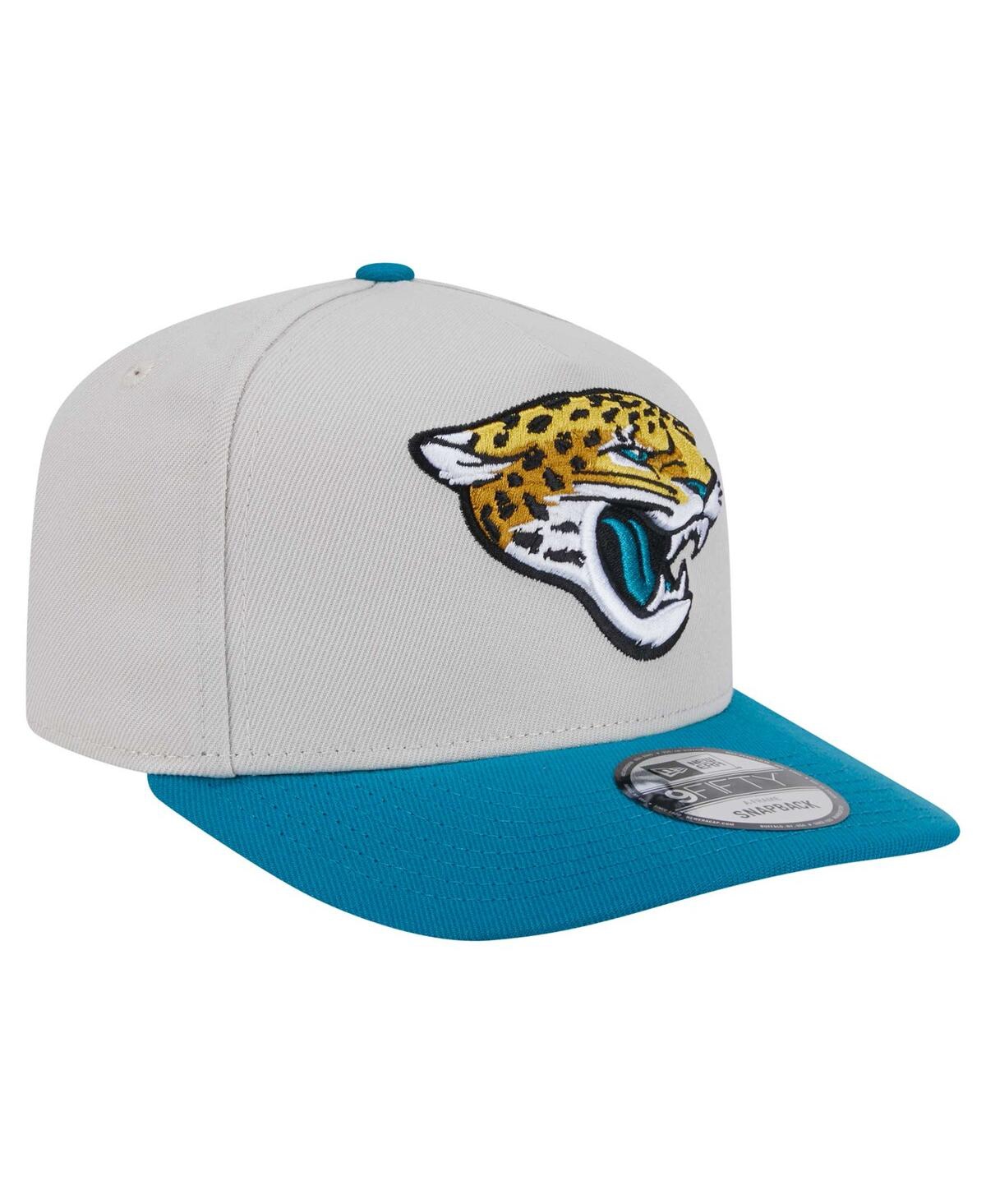 NEW ERA MEN'S STONE JACKSONVILLE JAGUARS DECENT 9FIFTY A-FRAME SNAPBACK HAT 
