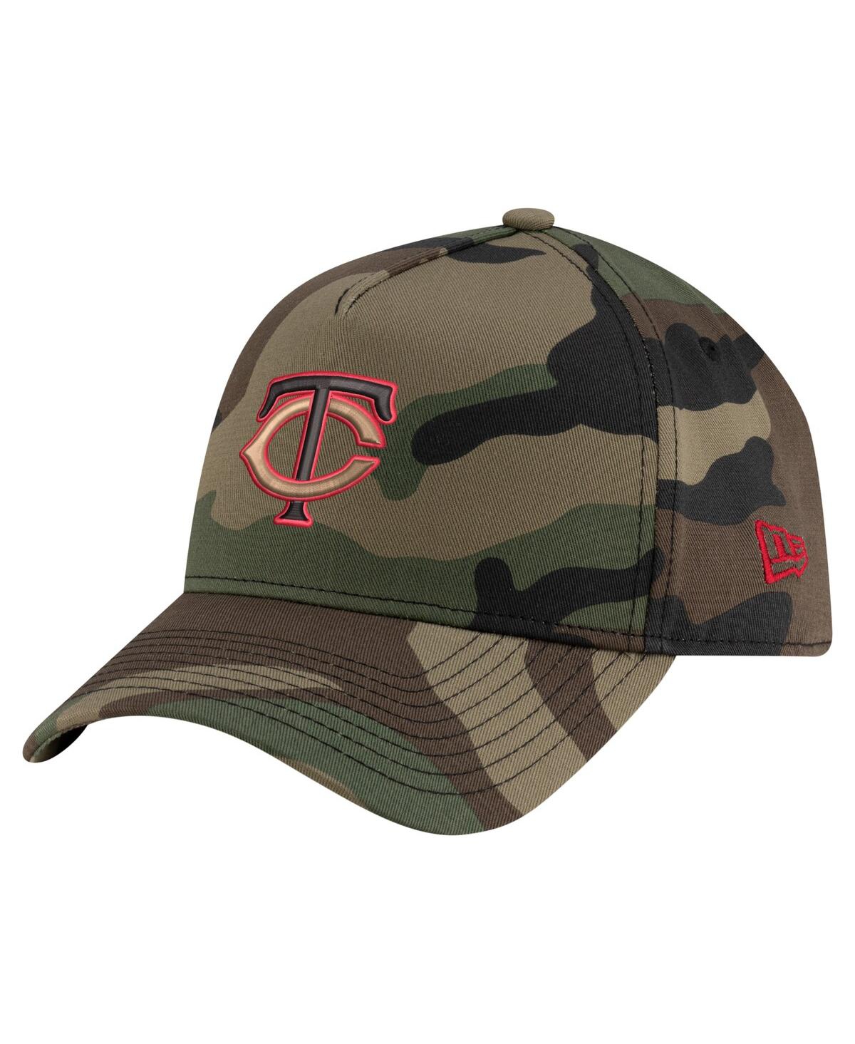 New Era Men's Camo Minnesota Twins Woodland Team Pop 9forty A-frame Adjustable Hat In Camo