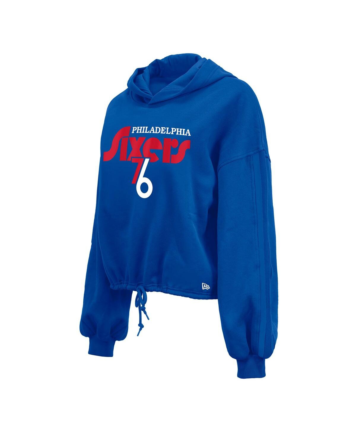 NEW ERA WOMEN'S ROYAL PHILADELPHIA 76ERS 2024/25 CITY EDITION CROPPED PULLOVER HOODIE 
