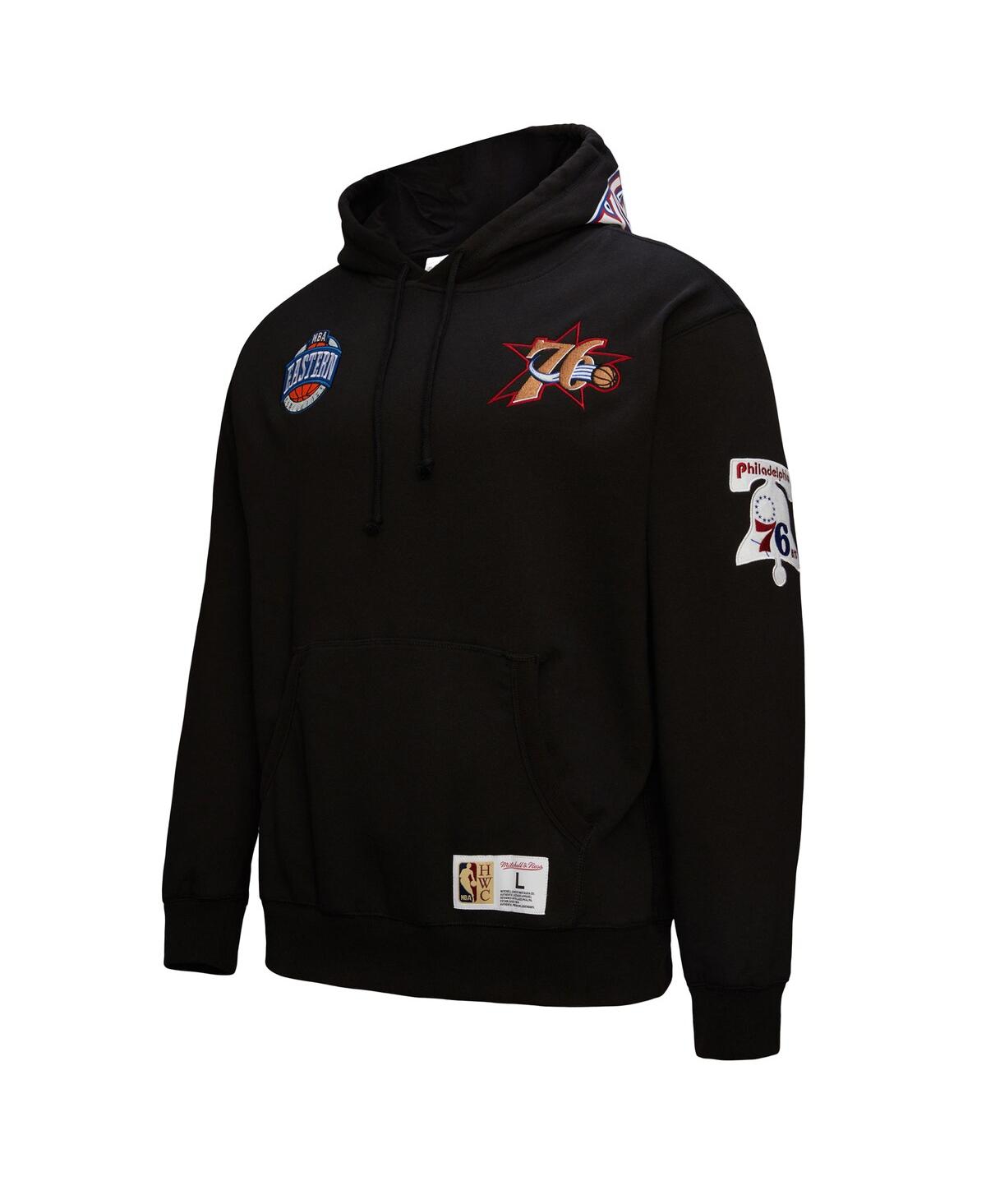 Mitchell & Ness Black Philadelphia 76ers Hardwood Classics Blackout Collection Pullover Hoodie In Black
