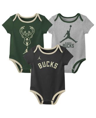 Jordan - Baby Boys and Girls Milwaukee Bucks Statement Edition Three-Pack Bodysuit Set