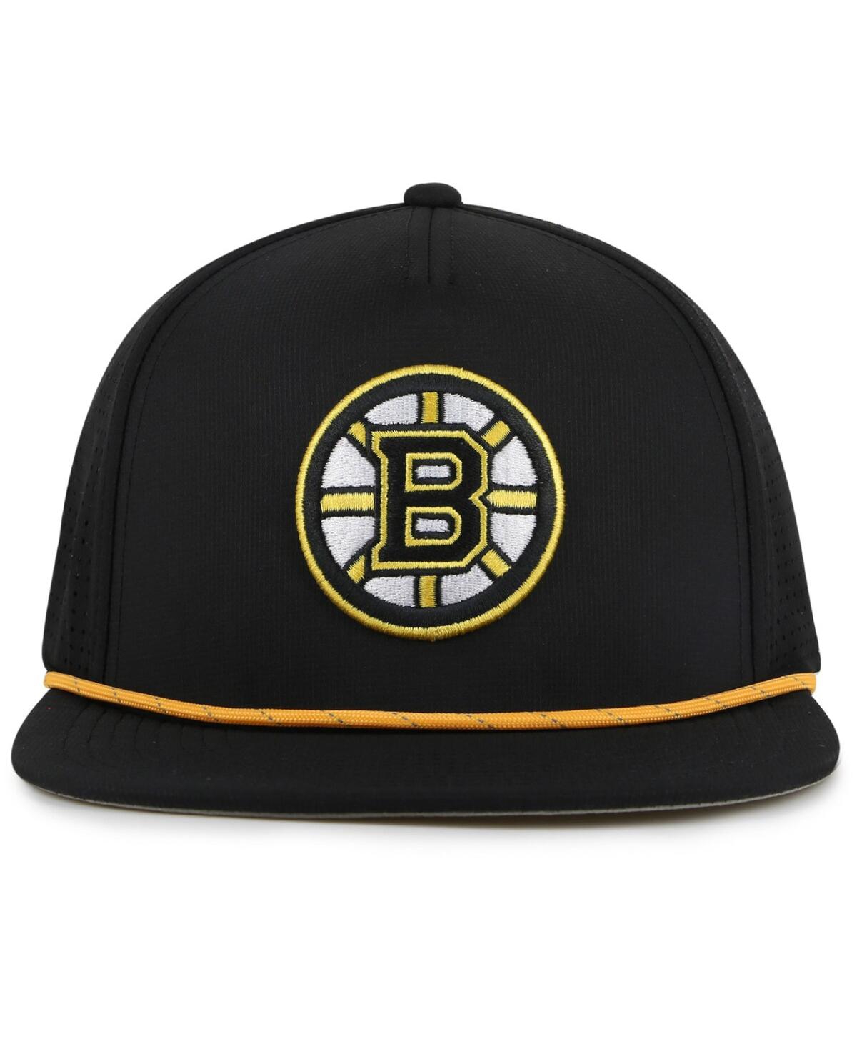 AMERICAN NEEDLE MEN'S BLACK BOSTON BRUINS BUXTON PRO TECH ADJUSTABLE HAT 