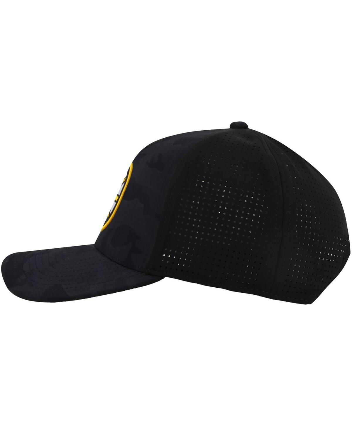 AMERICAN NEEDLE MEN'S BLACK BOSTON BRUINS VALIN CAMO SUPER TECH VENTED ADJUSTABLE HAT 