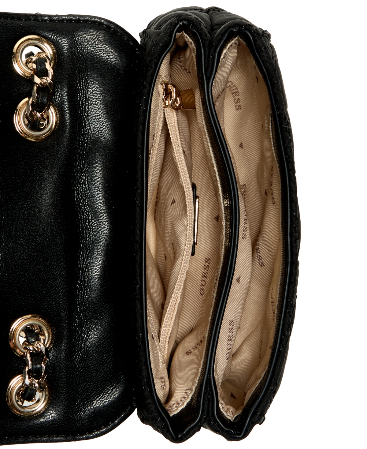 Guess Giully Mini Two-compartment Convertible Crossbody In Black