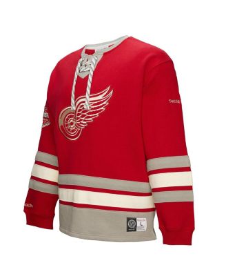 Men's Red Detroit Red Wings Heritage Lace-Up Pullover Sweatshirt