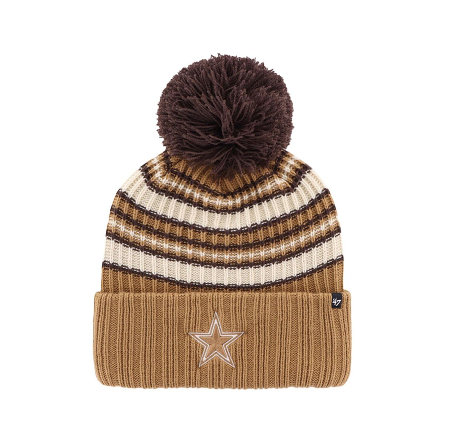 Women's Brown Dallas Cowboys Espresso Cuffed with Pom Knit Hat