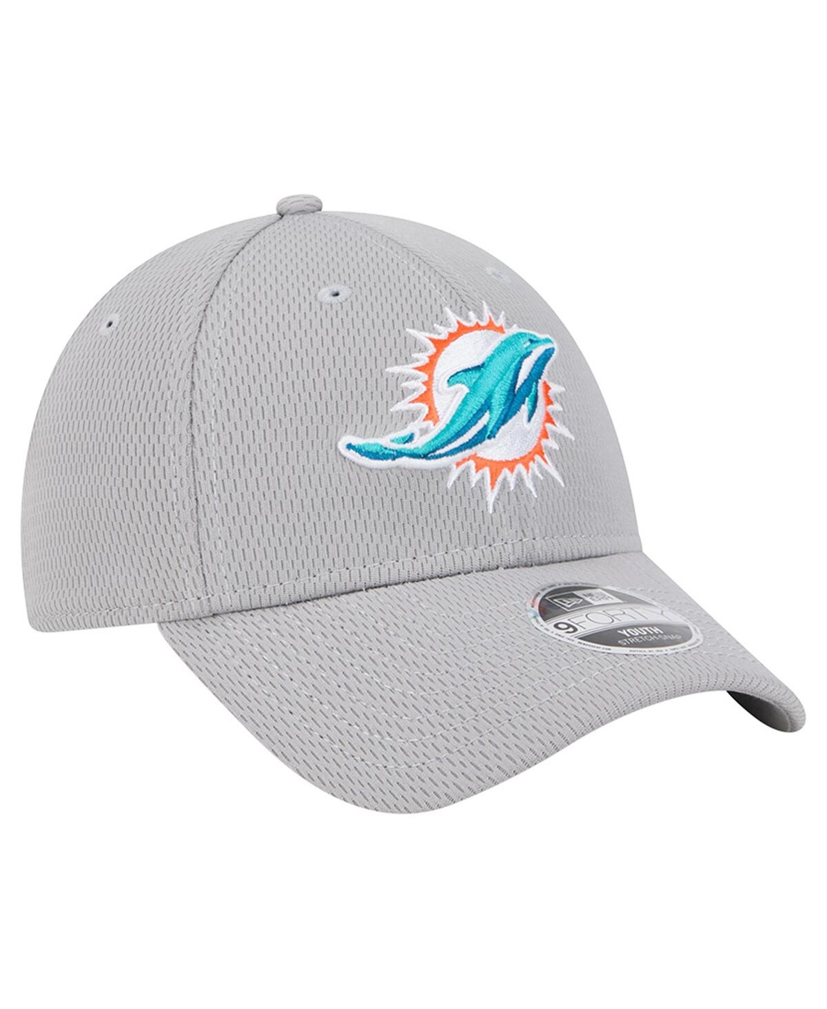 New Era Big Boys And Girls Gray Miami Dolphins Main 9forty Adjustable Hat In Gray