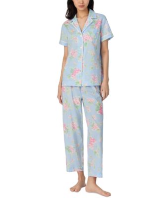 Lauren Ralph Lauren - Women's Notched-Collar Cropped Pajama Set
