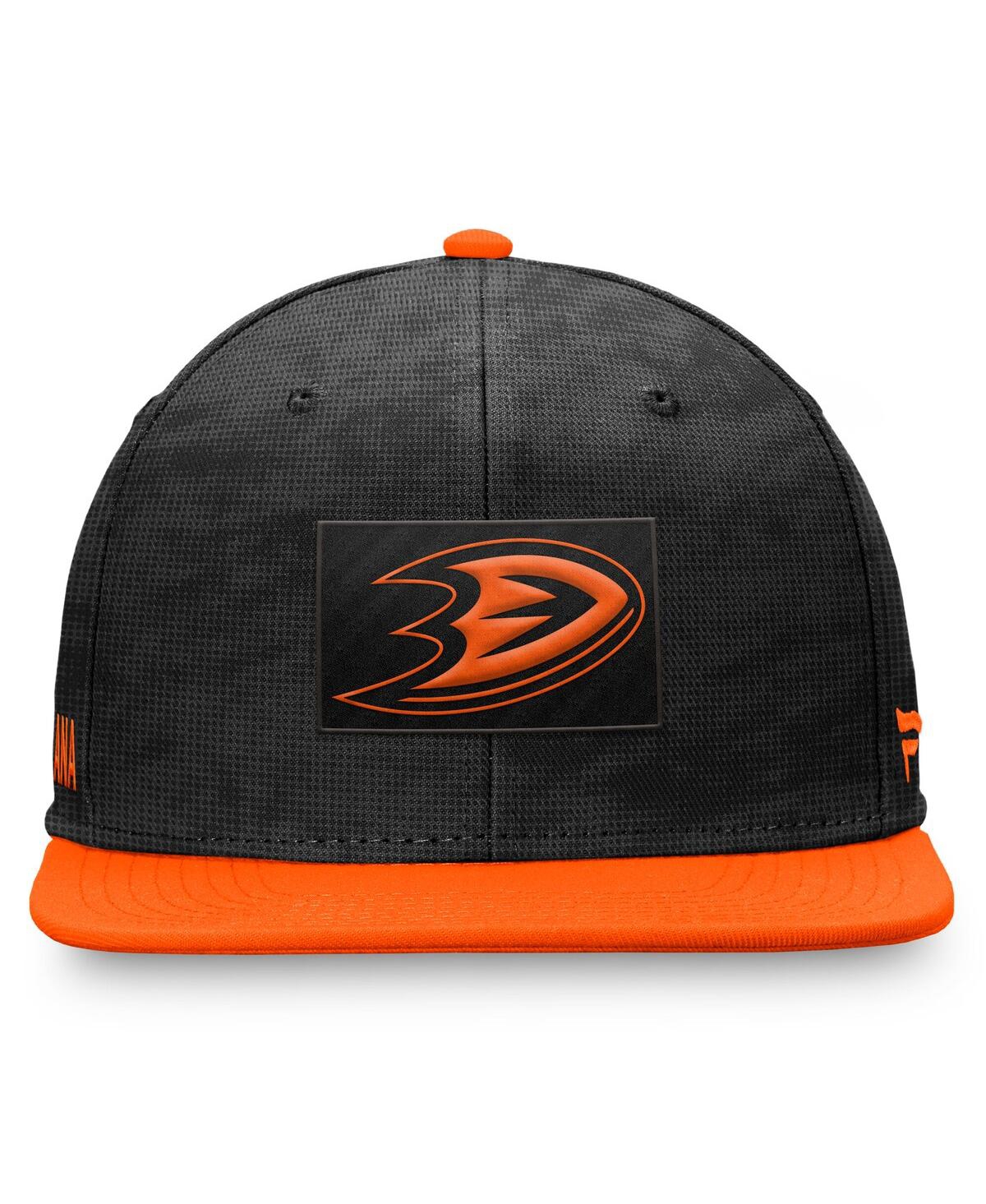Fanatics Men's Black/orange Anaheim Ducks Authentic Pro Rink Snapback Hat In Black,orange