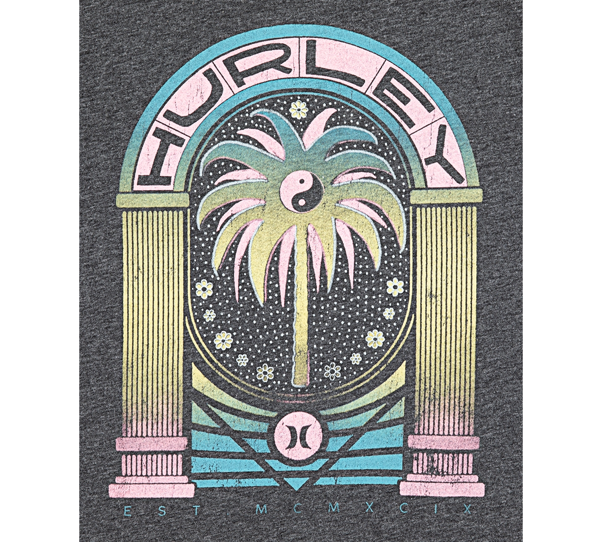 Shop Hurley Big Girls Retrograde Graphic Crewneck T-shirt In Black Heather