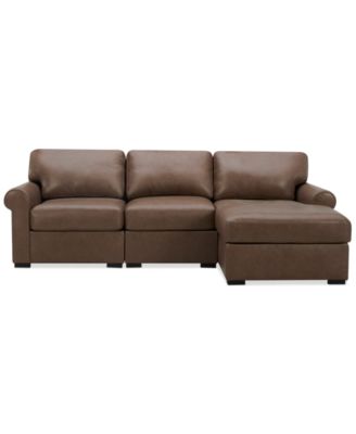 Radley Roll Arm 104" 3-Pc. Leather Sectional, Exclusively at Macy's