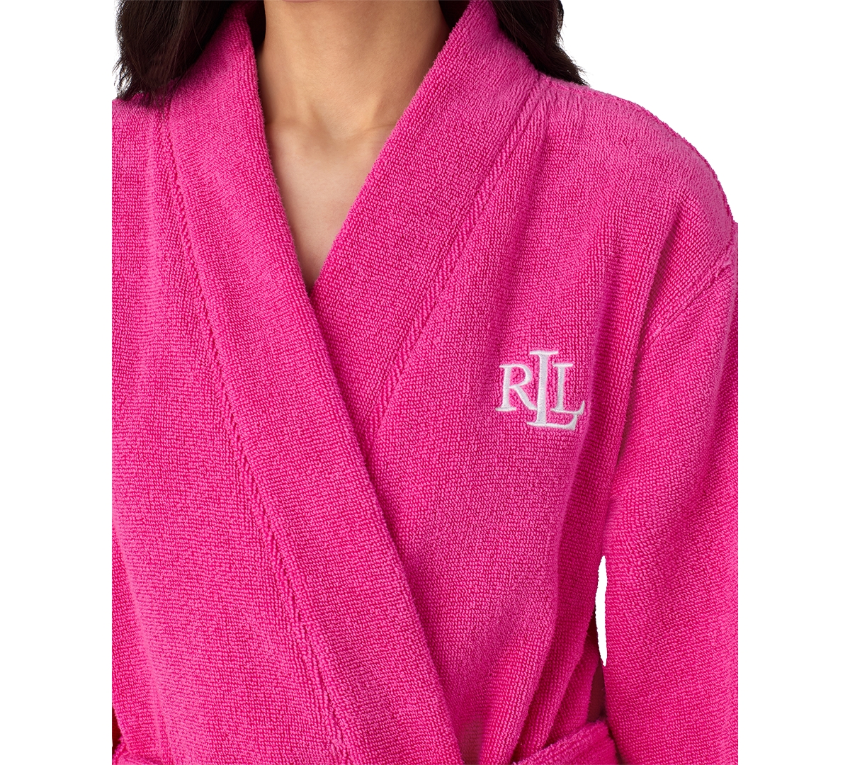 Ralph Lauren Women's Long Sleeve Greenwich Short Robe In Hot Pink