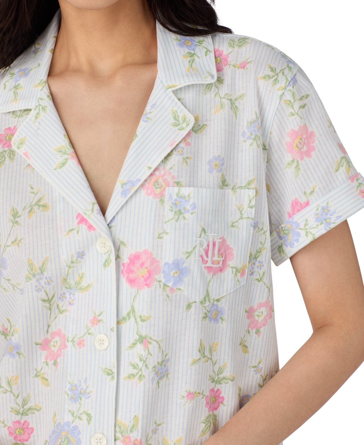 Shop Ralph Lauren Women's Short-sleeve Bermuda Pajama Set In Ivory Floral