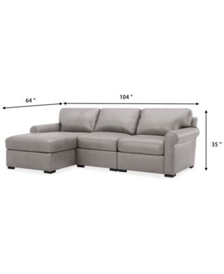 Radley Roll Arm 104" 3-Pc. Leather Sectional, Exclusively at Macy's