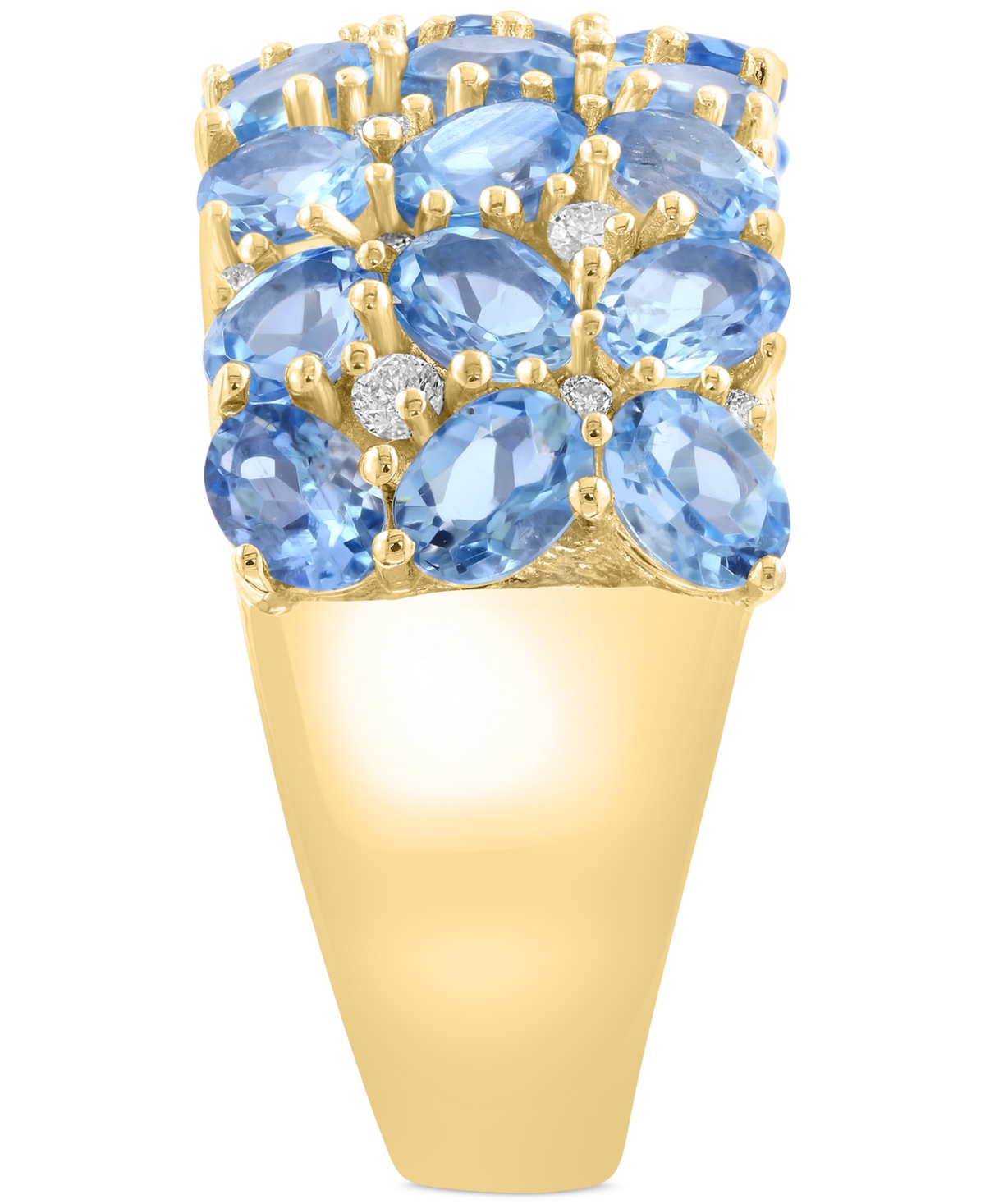 Effy Collection Effy Aquamarine (3-3/8 Ct. T.w.) & Diamond (1/5 Ct. T.w.) Cluster Ring In 14k Gold-plated Sterling S In Aquamarine