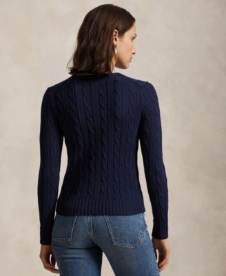 Women's Cable-Knit Cotton Crewneck Sweater