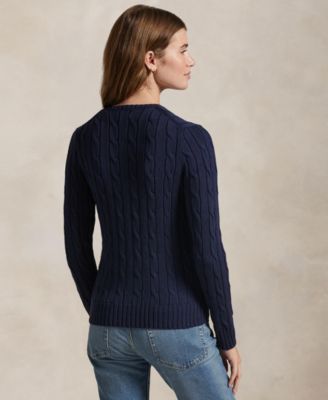 Women's Cable-Knit Cotton V-Neck Sweater