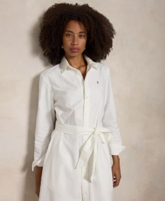 Women's Belted Cotton Oxford Shirtdress