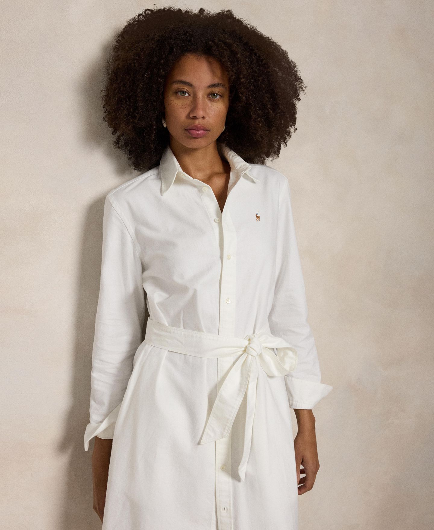 Женское платье Polo Ralph Lauren Belted Cotton Oxford Shirtdress, цвет: Белый — фото 2
