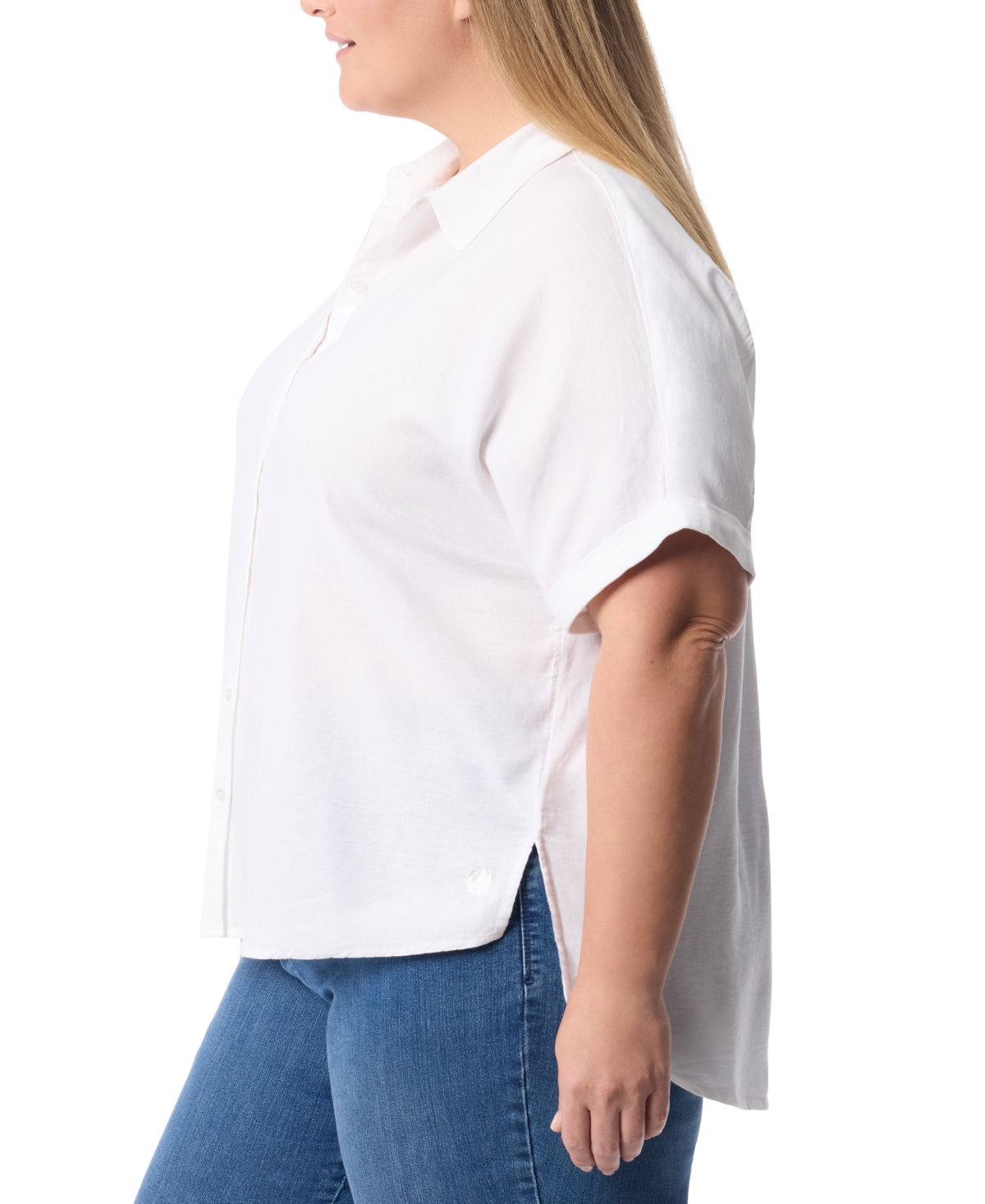 Gloria Vanderbilt Womens Cotton Blend Short Sleeve Button-down Top In Vintage White