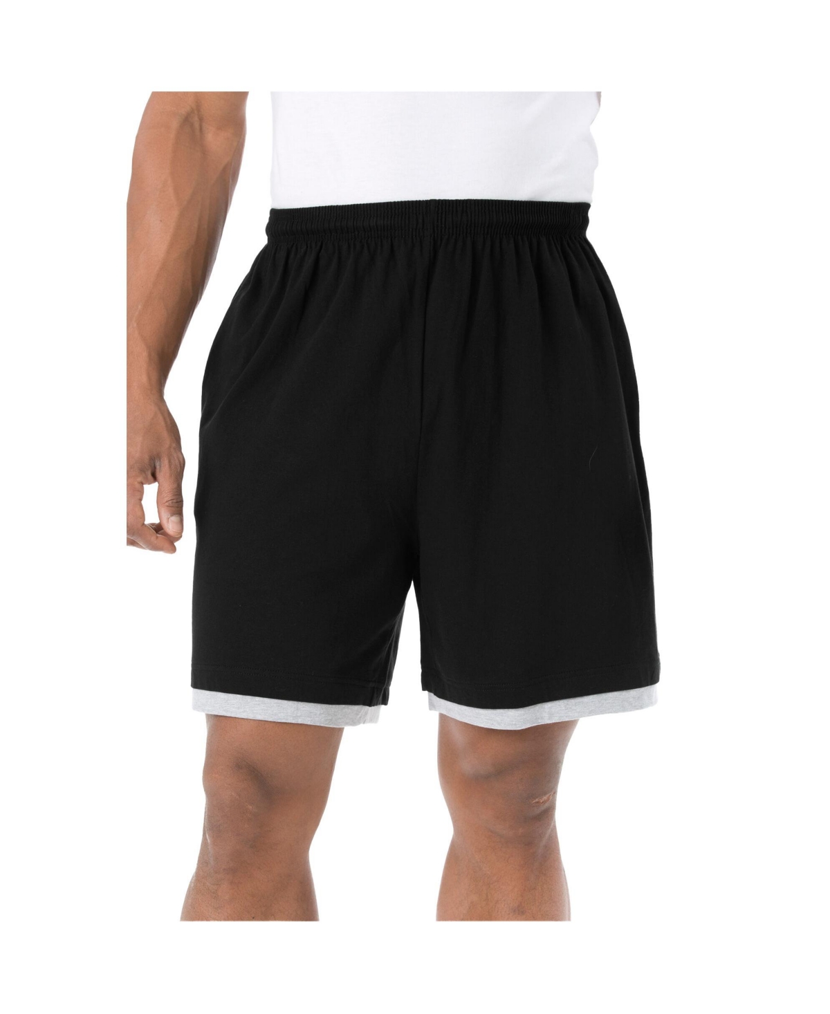 Big & Tall Hang-Down Lightweight Jersey Shorts - Heather deep burgundy