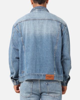 Big & Tall Denim Trucker Jacket- Light/Pastel Blue, 3XL