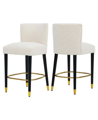 Set of 2 Counter Stools 27" Upholstered Tufted Seat Modern Design Ideal for Kitchen Island & Bar