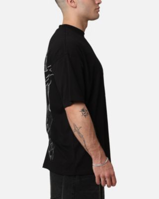 Men's Veiled Mock Neck T-Shirt, XL, Black