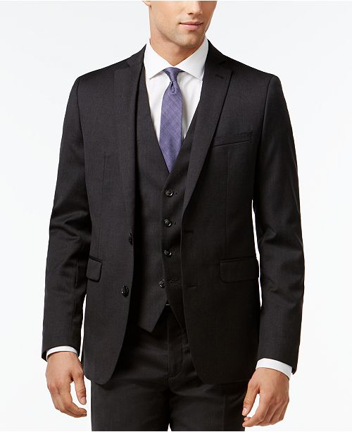 Bar III Charcoal Solid Extra SlimFit Suit Separates Suits & Tuxedos