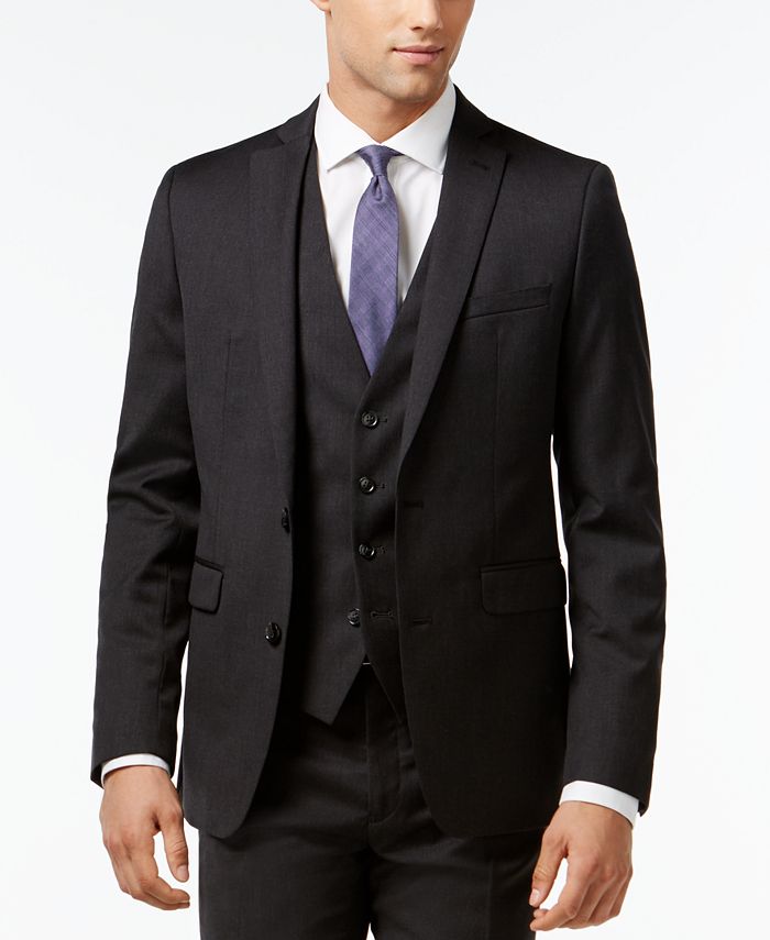Bar III Charcoal Solid Extra Slim-Fit Jacket & Reviews - Blazers ...