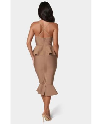Women's Peplum Bandage Midi Dress