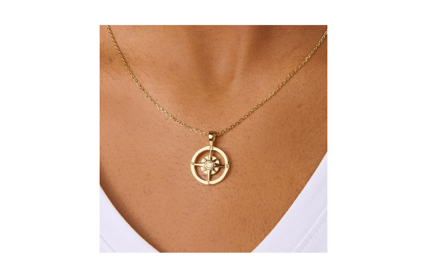 Compass Pendant Necklace in Over Sterling
