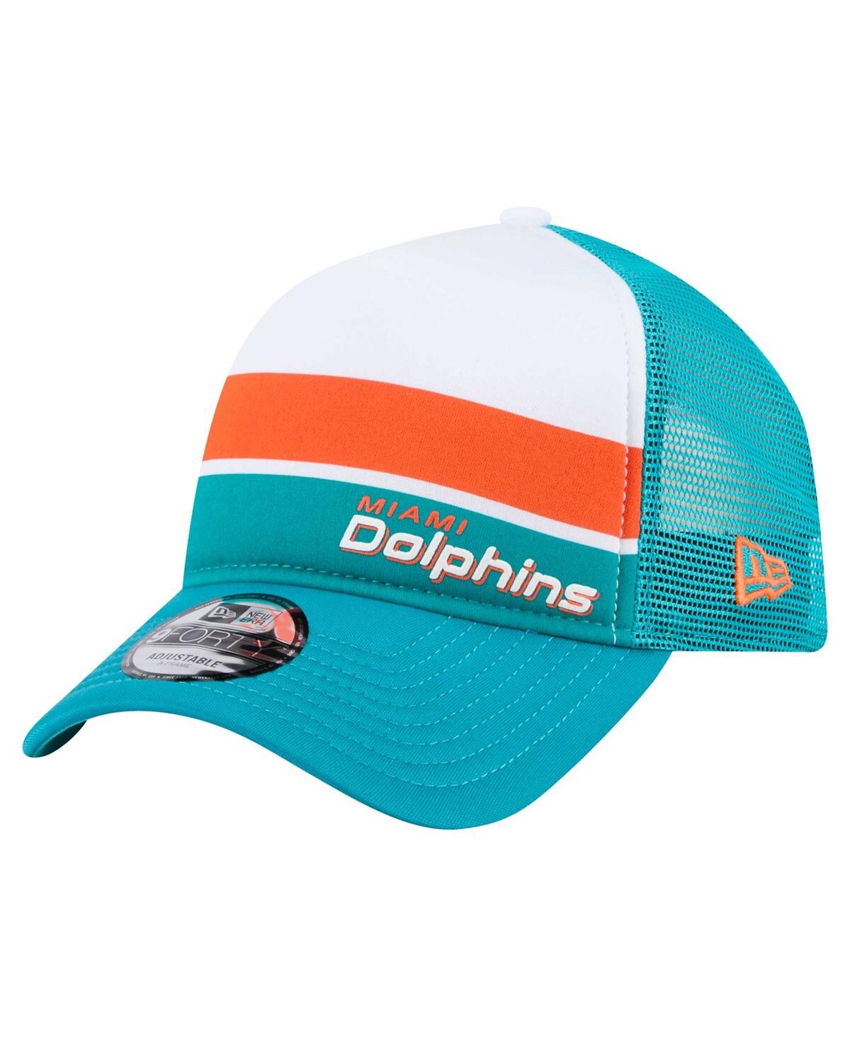 New Era Big Boys And Girls Aqua Miami Dolphins Sport Night Color Block 9forty A-frame Trucker Adjustable Hat In Aqua