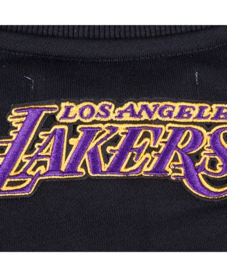 Women's Black Los Angeles Lakers Area Code Cropped Pullover Sweatshirt