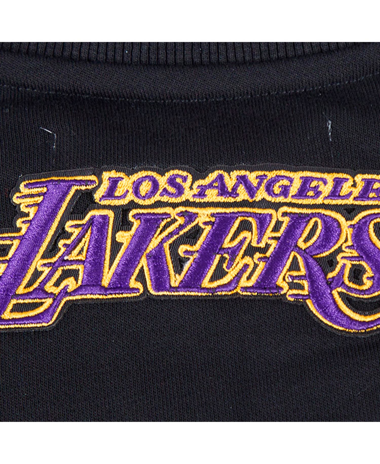 Women's Black Los Angeles Lakers Area Code Cropped Pullover Sweatshirt
