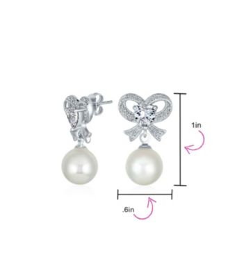 Victorian Dangle Chandelier Earrings with CZ Pearl and Bow Design