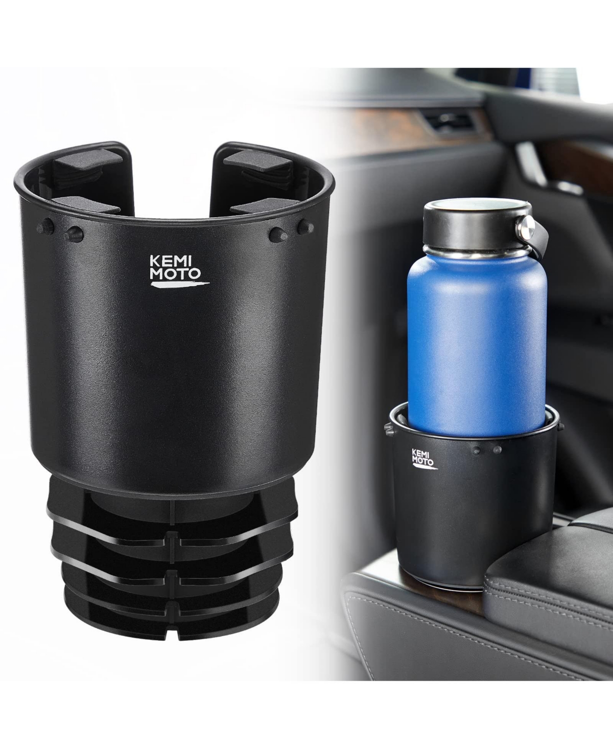 Rubber and Plastic 18-40 Inch Universal Vehicle Cup Holder Adapter for Hydro Flask 32/40oz, Yeti 24/30/36oz, Stanley, and Other Bottles - Bla