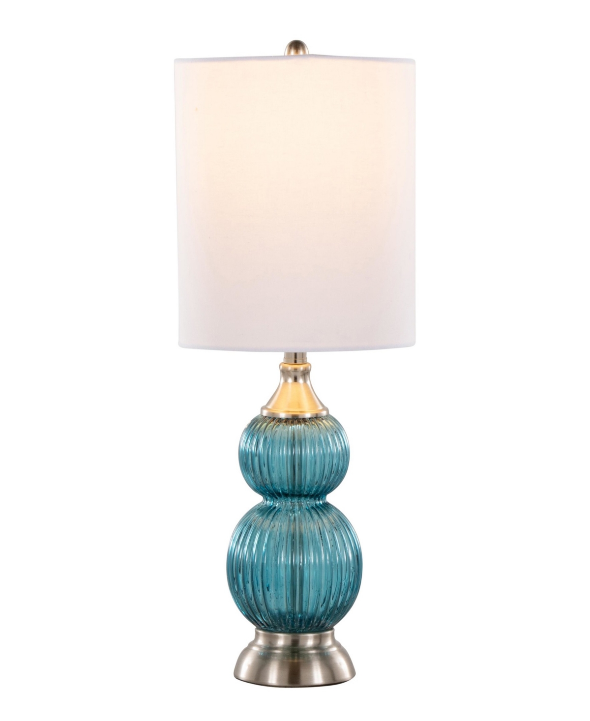 Lumisource Belle 20" Glass Accent Lamp, Set Of 2 In Sapphire Blue,white,silver