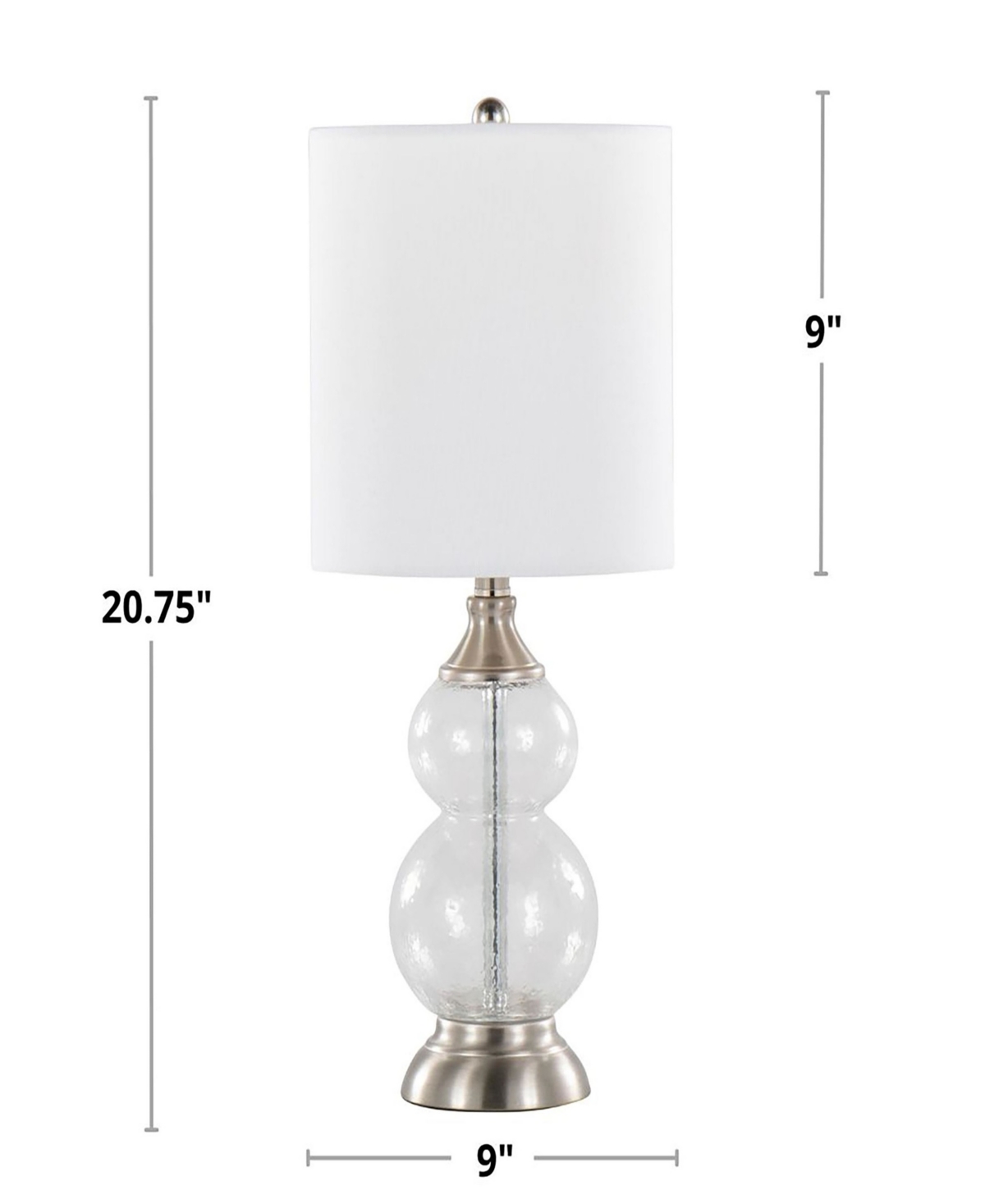 Lumisource Belle 20" Glass Accent Lamp, Set Of 2 In Clear,silver