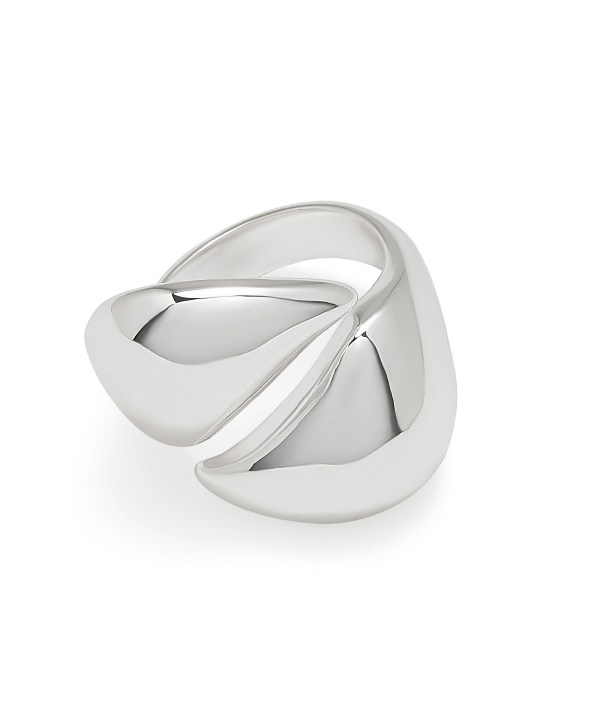 Leaf Bypass Cocktail Ring - Silver