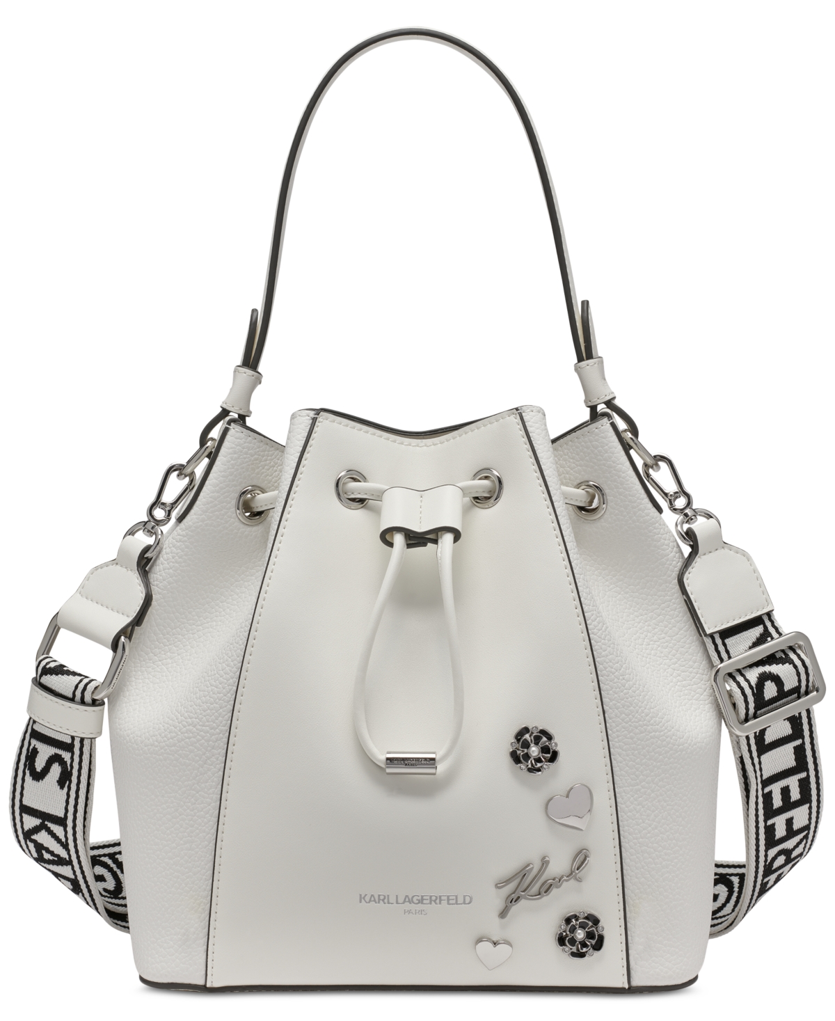 Karl Lagerfeld Adele Bucket Bag In White