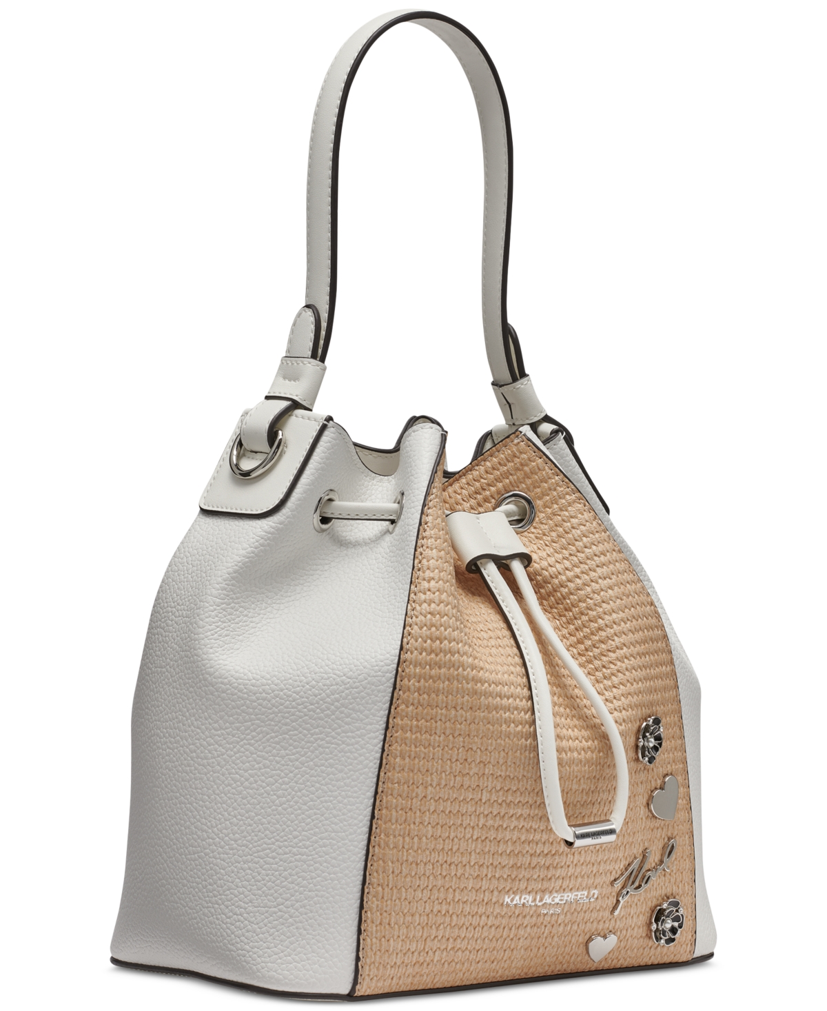Karl Lagerfeld Adele Bucket Bag In White,natural