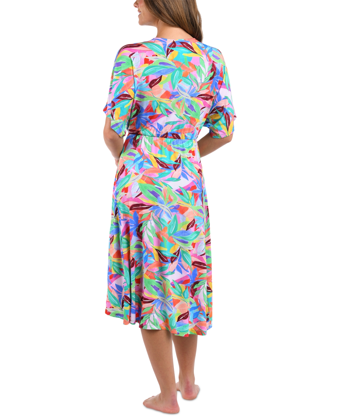 LA BLANCA WOMEN'S TROPI-FLAGE JERSEY TWIST DRESS COVER-UP 