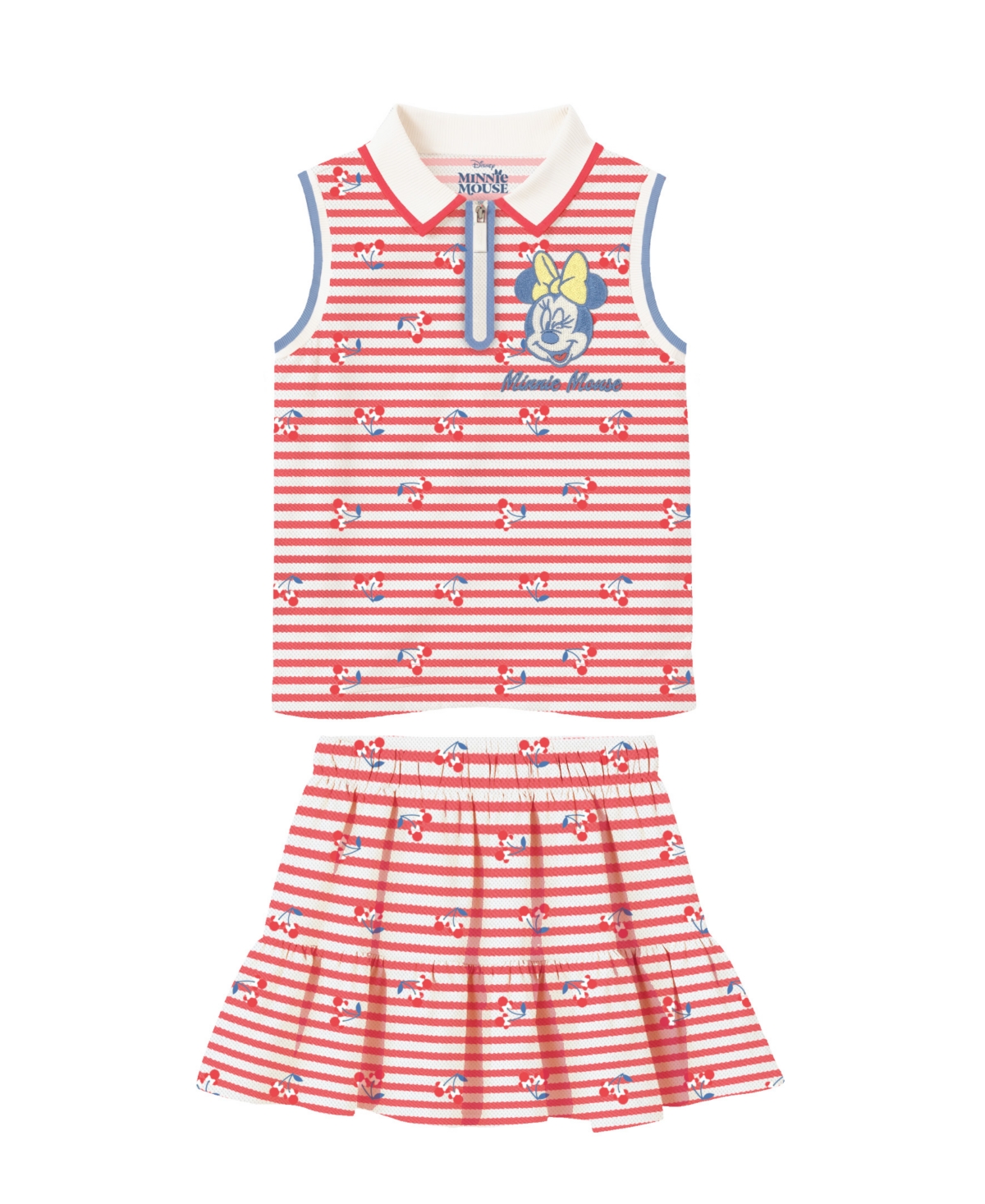 Disney Kids' Toddler And Little Girls 2-piece Minnie Pique Cvc Top And Skirt Set