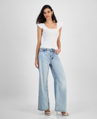 Women's Laurel Square-Neck Pointelle Sweater