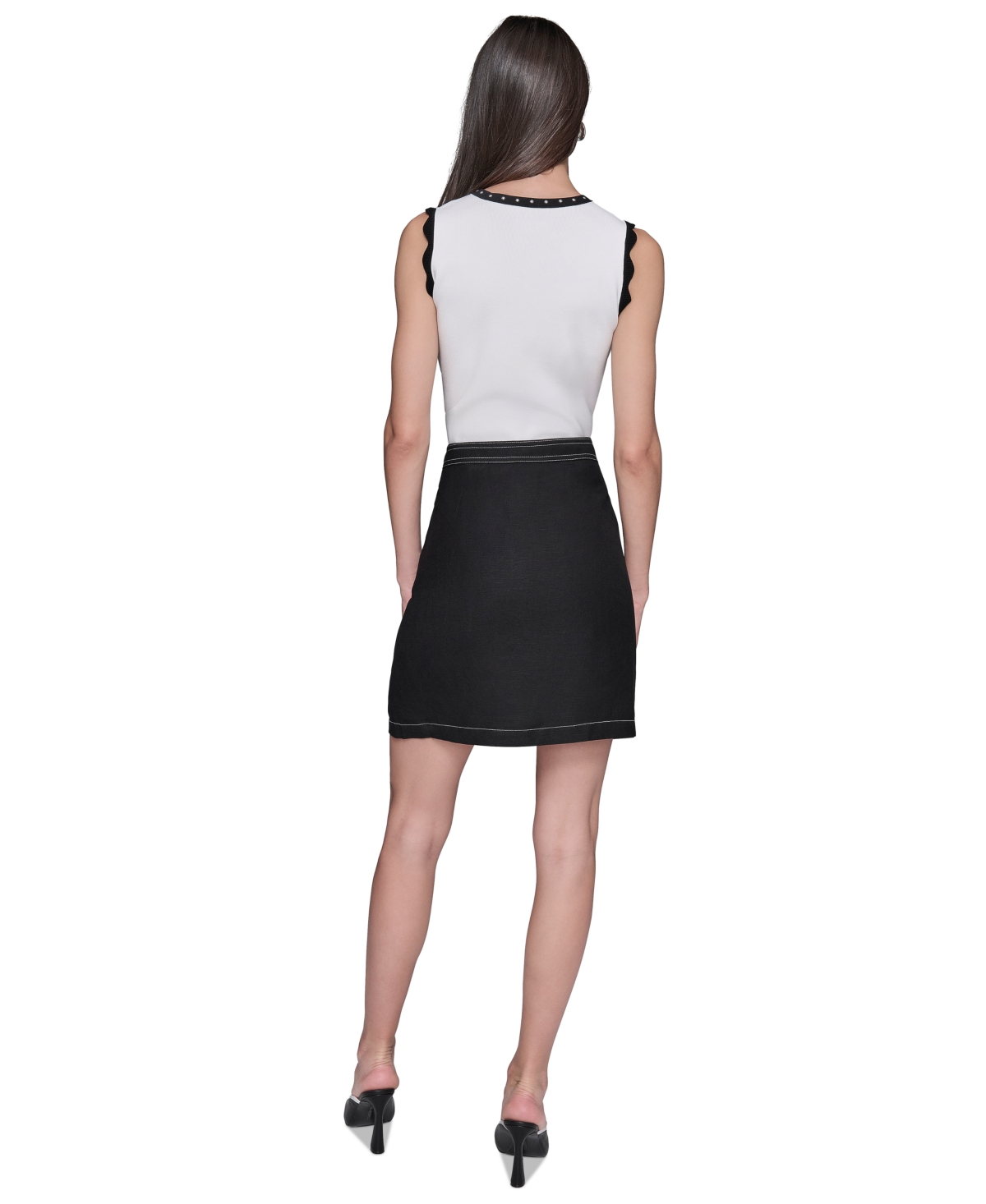 Karl Lagerfeld Women's Linen-blend A-line Skirt In Black