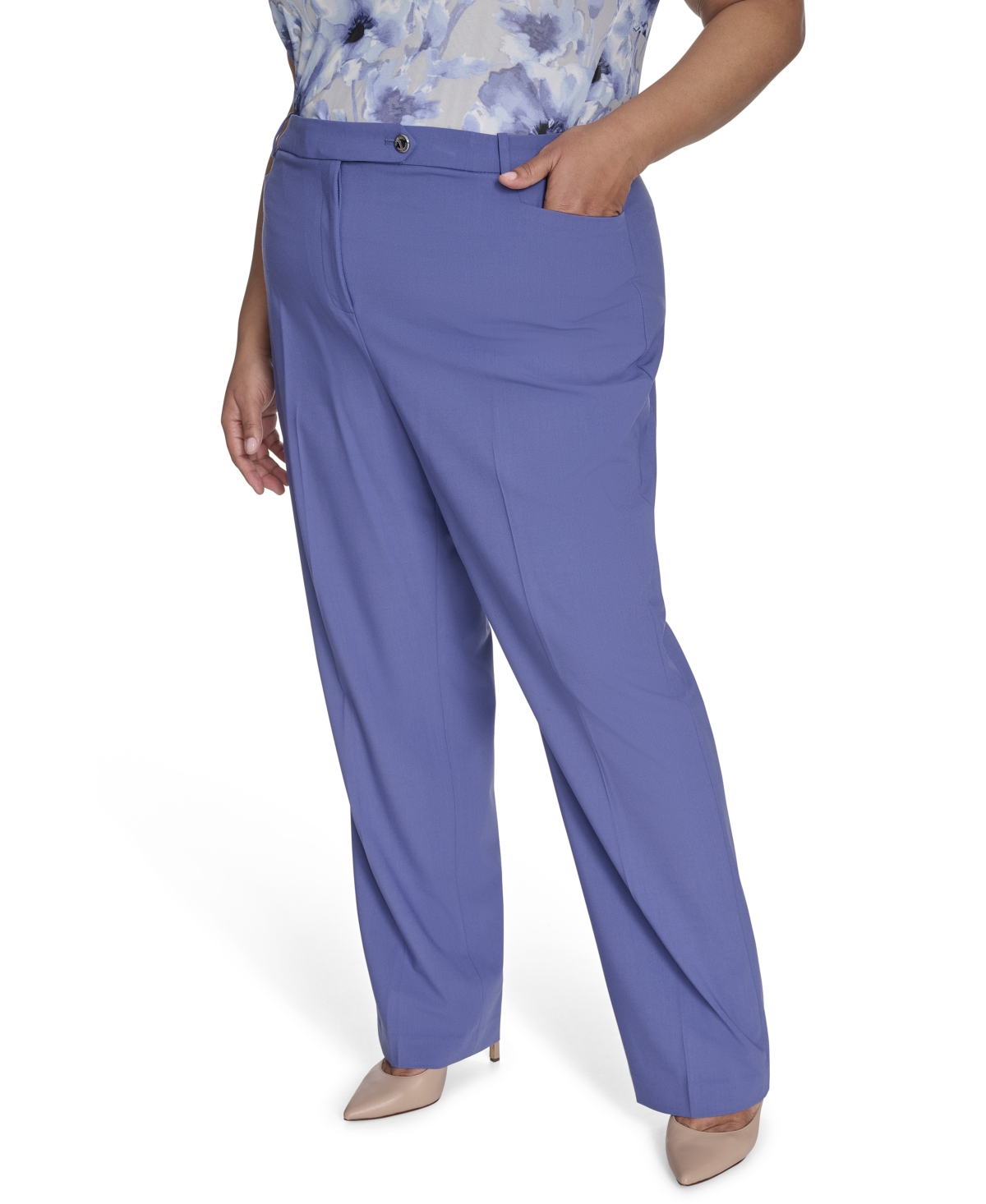 Calvin Klein Plus Size Lux Modern Fit Wide-leg Pants In Future Dusk