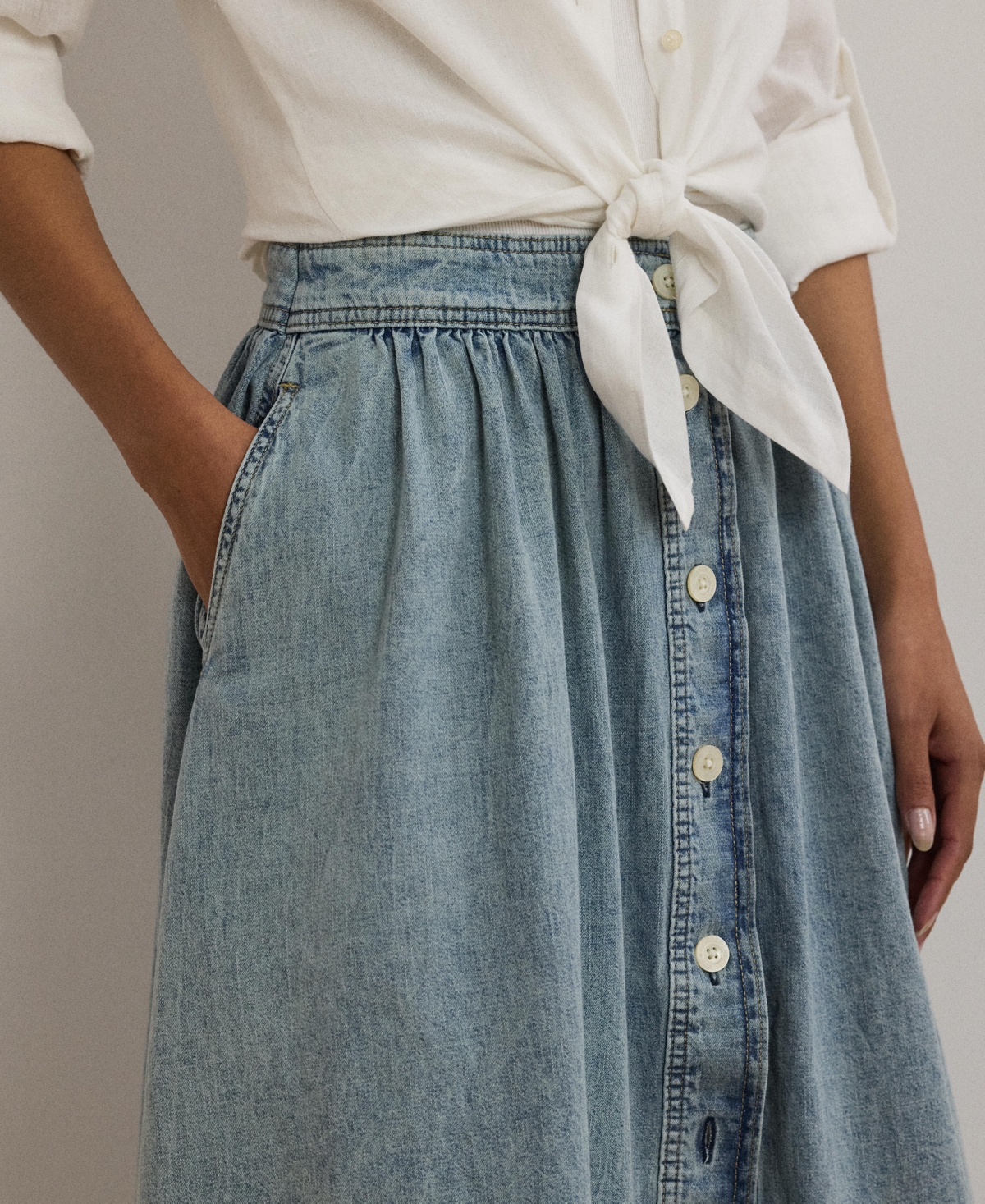 RALPH LAUREN WOMEN'S BUTTON-FRONT DENIM SKIRT 